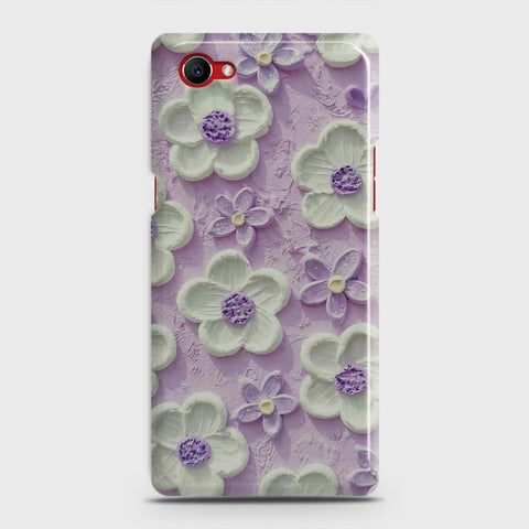 Oppo F7 Youth Cover - Floral Series - Design 4 - Purple & White - Matte Finish - Snap On Hard Case with LifeTime Colors Guarantee