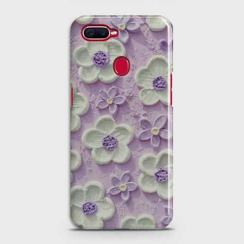 Oppo F9 Cover - Floral Series - Design 4 - Purple & White - Matte Finish - Snap On Hard Case with LifeTime Colors Guarantee