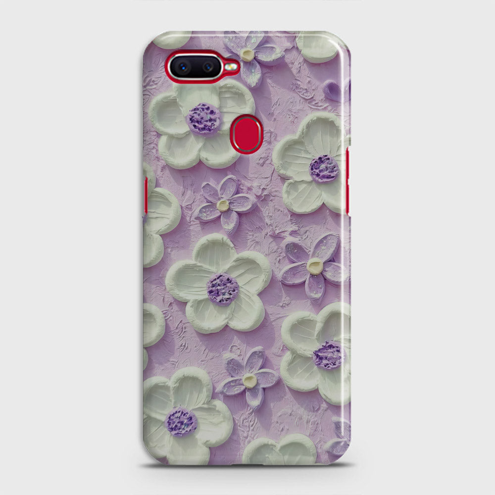 Oppo F9 Pro Cover - Floral Series - Design 4 - Purple & White - Matte Finish - Snap On Hard Case with LifeTime Colors Guarantee