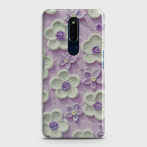 Oppo F11 Cover - Floral Series - Design 4 - Purple & White - Matte Finish - Snap On Hard Case with LifeTime Colors Guarantee