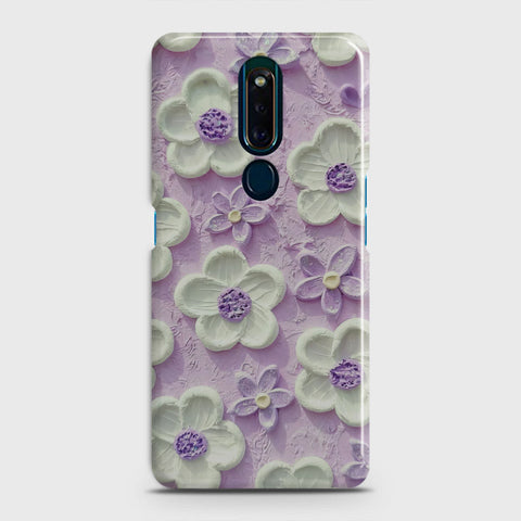 Oppo F11 Pro Cover - Floral Series - Design 4 - Purple & White - Matte Finish - Snap On Hard Case with LifeTime Colors Guarantee