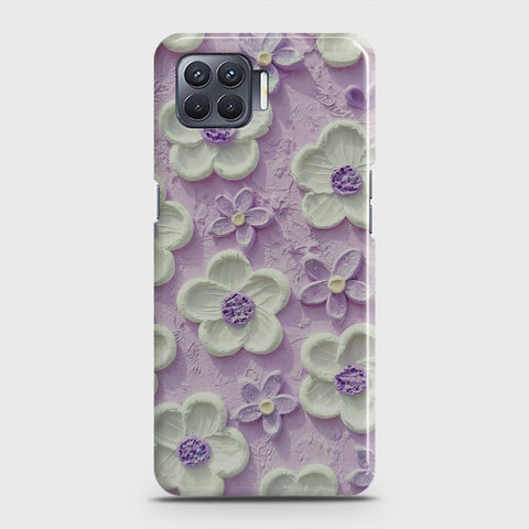 Oppo F17 Cover - Floral Series - Design 4 - Purple & White - Matte Finish - Snap On Hard Case with LifeTime Colors Guarantee