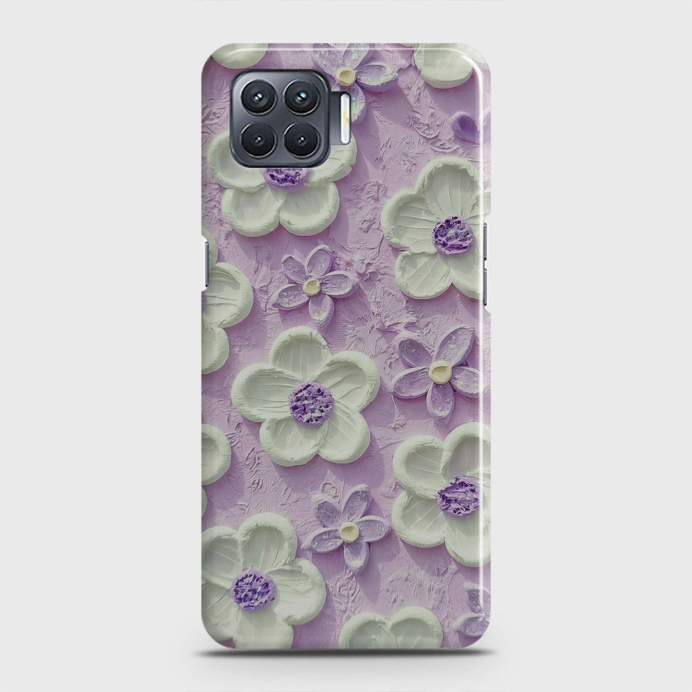 Oppo F17 Pro Cover - Floral Series - Design 4 - Purple & White - Matte Finish - Snap On Hard Case with LifeTime Colors Guarantee