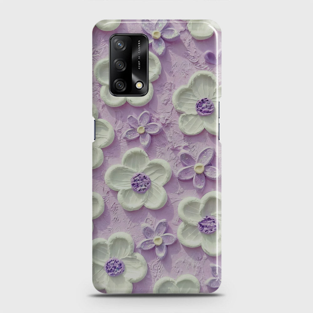 Oppo F19 Cover - Floral Series - Design 4 - Purple & White - Matte Finish - Snap On Hard Case with LifeTime Colors Guarantee