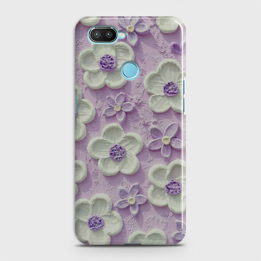 Realme 2 Cover - Floral Series - Design 4 - Purple & White - Matte Finish - Snap On Hard Case with LifeTime Colors Guarantee