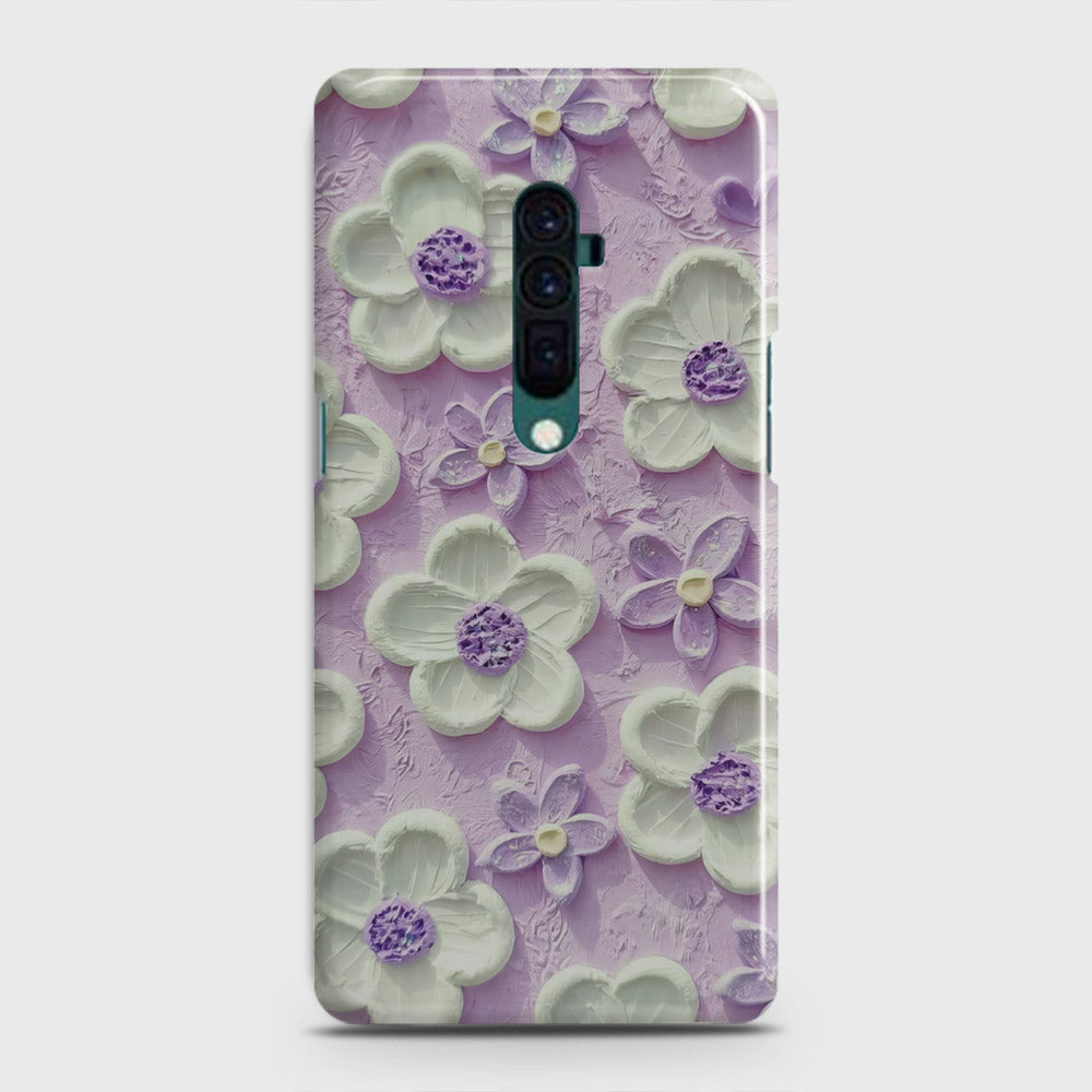 Oppo Reno 10x zoom Cover - Floral Series - Design 4 - Purple & White - Matte Finish - Snap On Hard Case with LifeTime Colors Guarantee