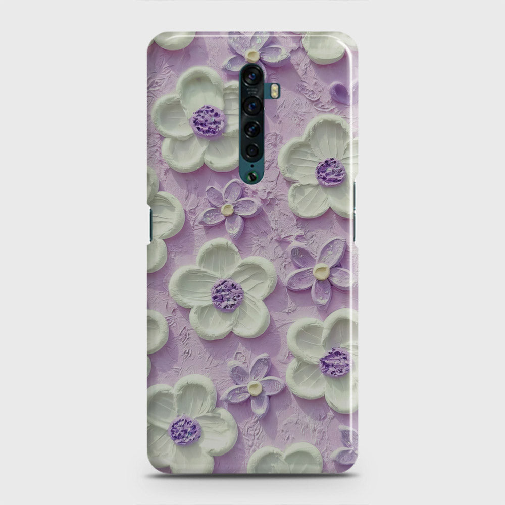 Oppo Reno 2 Cover - Floral Series - Design 4 - Purple & White - Matte Finish - Snap On Hard Case with LifeTime Colors Guarantee