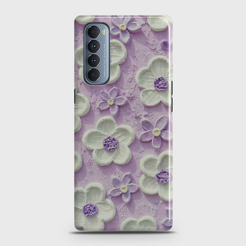 Oppo Reno 4 Pro 4G Cover - Floral Series - Design 4 - Purple & White - Matte Finish - Snap On Hard Case with LifeTime Colors Guarantee