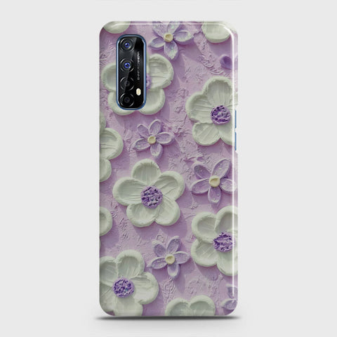 Realme 7 Cover - Floral Series - Design 4 - Purple & White - Matte Finish - Snap On Hard Case with LifeTime Colors Guarantee