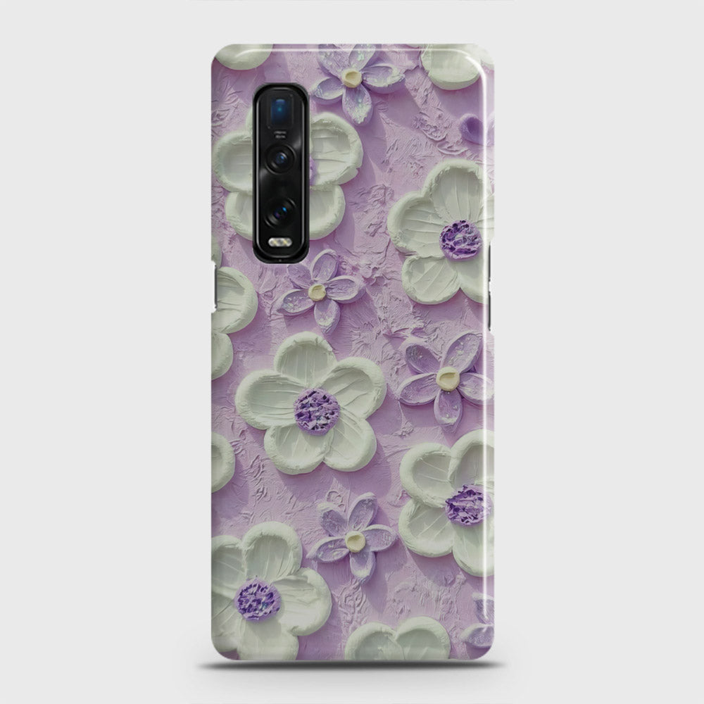 Oppo Find X2 Pro Cover - Floral Series - Design 4 - Purple & White - Matte Finish - Snap On Hard Case with LifeTime Colors Guarantee