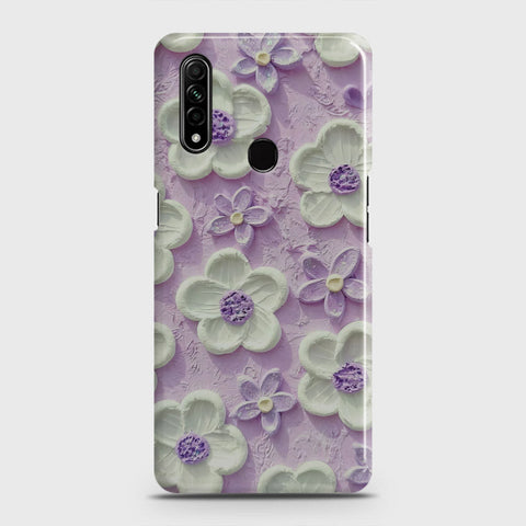 Oppo A8 Cover - Floral Series - Design 4 - Purple & White - Matte Finish - Snap On Hard Case with LifeTime Colors Guarantee