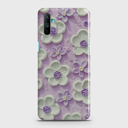 Realme C3 Cover - Floral Series - Design 4 - Purple & White - Matte Finish - Snap On Hard Case with LifeTime Colors Guarantee