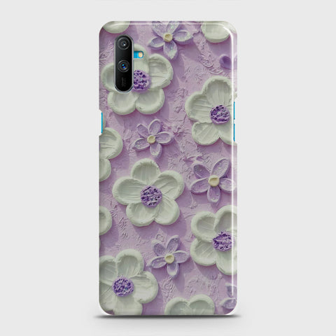 Realme C3 Cover - Floral Series - Design 4 - Purple & White - Matte Finish - Snap On Hard Case with LifeTime Colors Guarantee