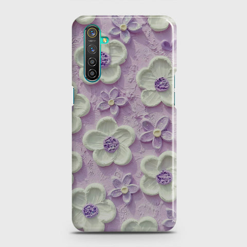 Realme 6 Cover - Floral Series - Design 4 - Purple & White - Matte Finish - Snap On Hard Case with LifeTime Colors Guarantee