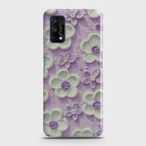 Realme 7 Pro Cover - Floral Series - Design 4 - Purple & White - Matte Finish - Snap On Hard Case with LifeTime Colors Guarantee