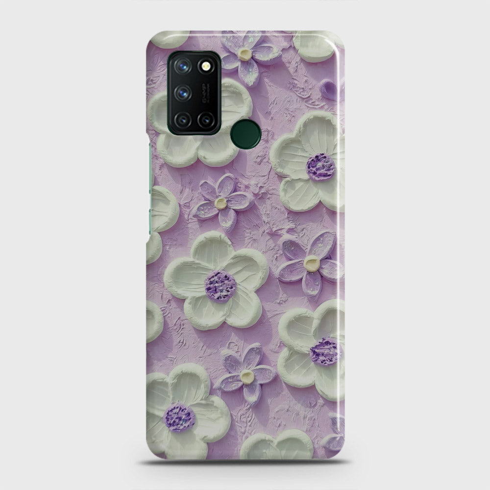 Realme 7i Cover - Floral Series - Design 4 - Purple & White - Matte Finish - Snap On Hard Case with LifeTime Colors Guarantee