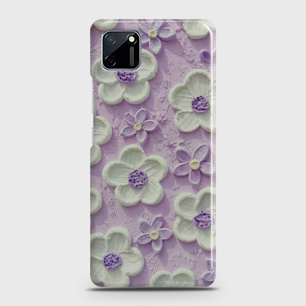 Realme C11 Cover - Floral Series - Design 4 - Purple & White - Matte Finish - Snap On Hard Case with LifeTime Colors Guarantee