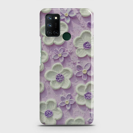 Realme C17 Cover - Floral Series - Design 4 - Purple & White - Matte Finish - Snap On Hard Case with LifeTime Colors Guarantee