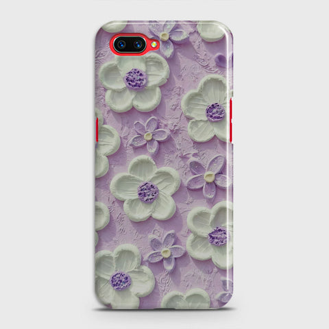 Oppo A5 Cover - Floral Series - Design 4 - Purple & White - Matte Finish - Snap On Hard Case with LifeTime Colors Guarantee