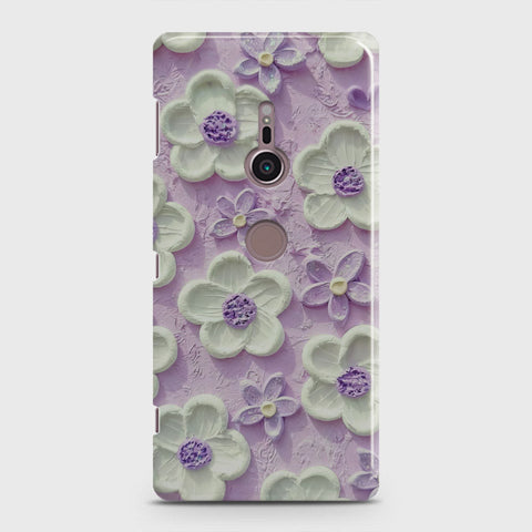 Sony Xperia XZ2 Cover - Floral Series - Design 4 - Purple & White - Matte Finish - Snap On Hard Case with LifeTime Colors Guarantee