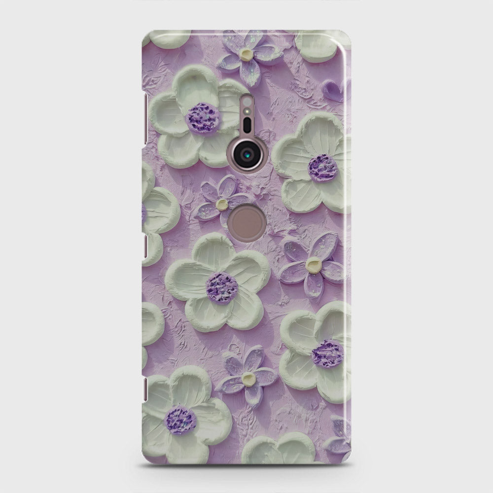 Sony Xperia XZ3 Cover - Floral Series - Design 4 - Purple & White - Matte Finish - Snap On Hard Case with LifeTime Colors Guarantee