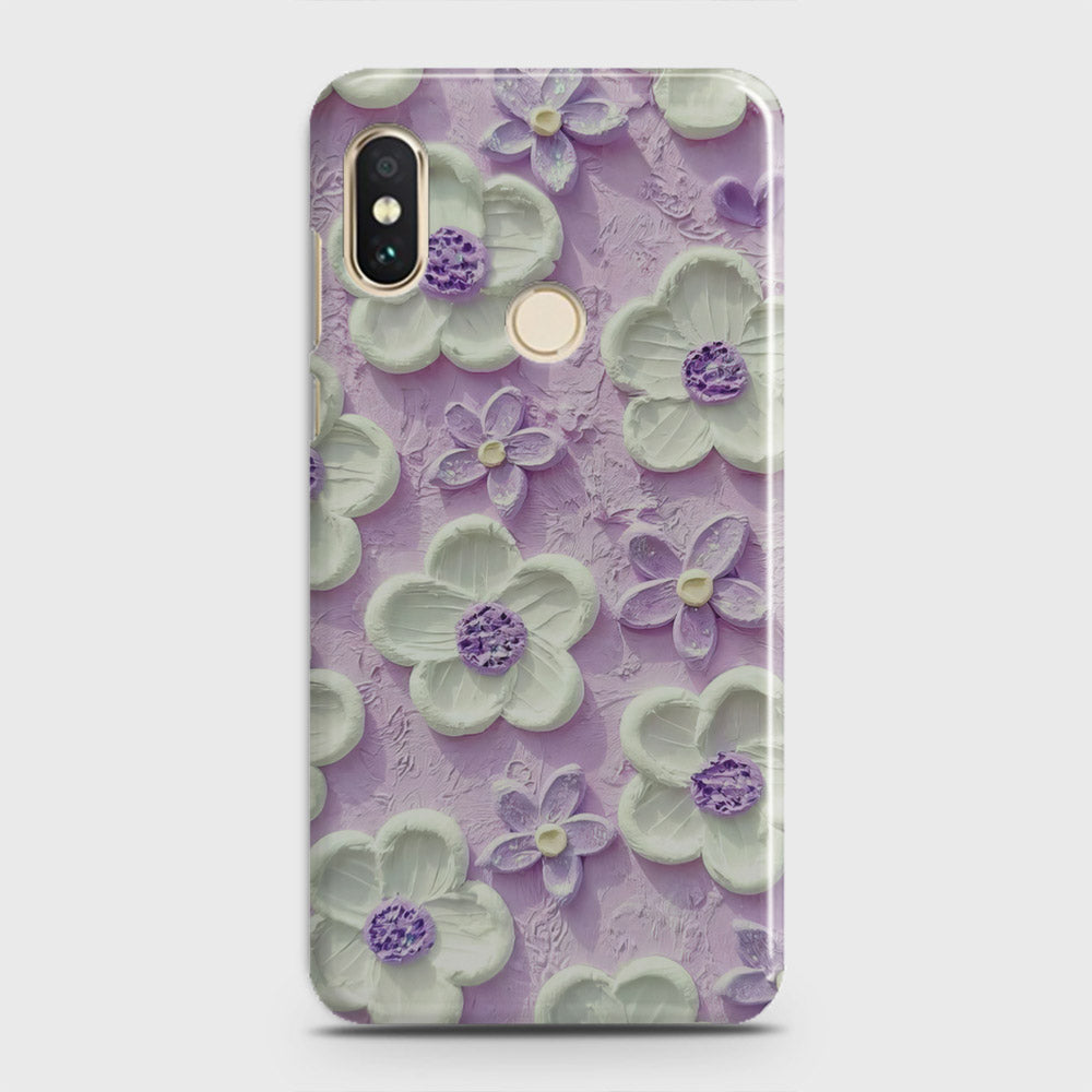 Xiaomi Redmi Note 6 Pro Cover - Floral Series - Design 4 - Purple & White - Matte Finish - Snap On Hard Case with LifeTime Colors Guarantee