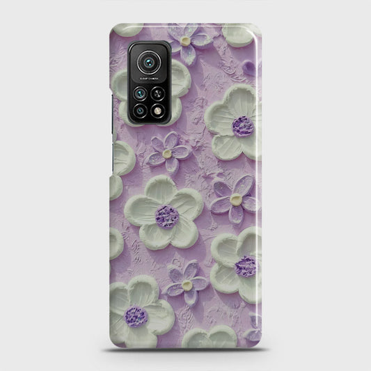 Xiaomi Mi 10T Cover - Floral Series - Design 4 - Purple & White - Matte Finish - Snap On Hard Case with LifeTime Colors Guarantee