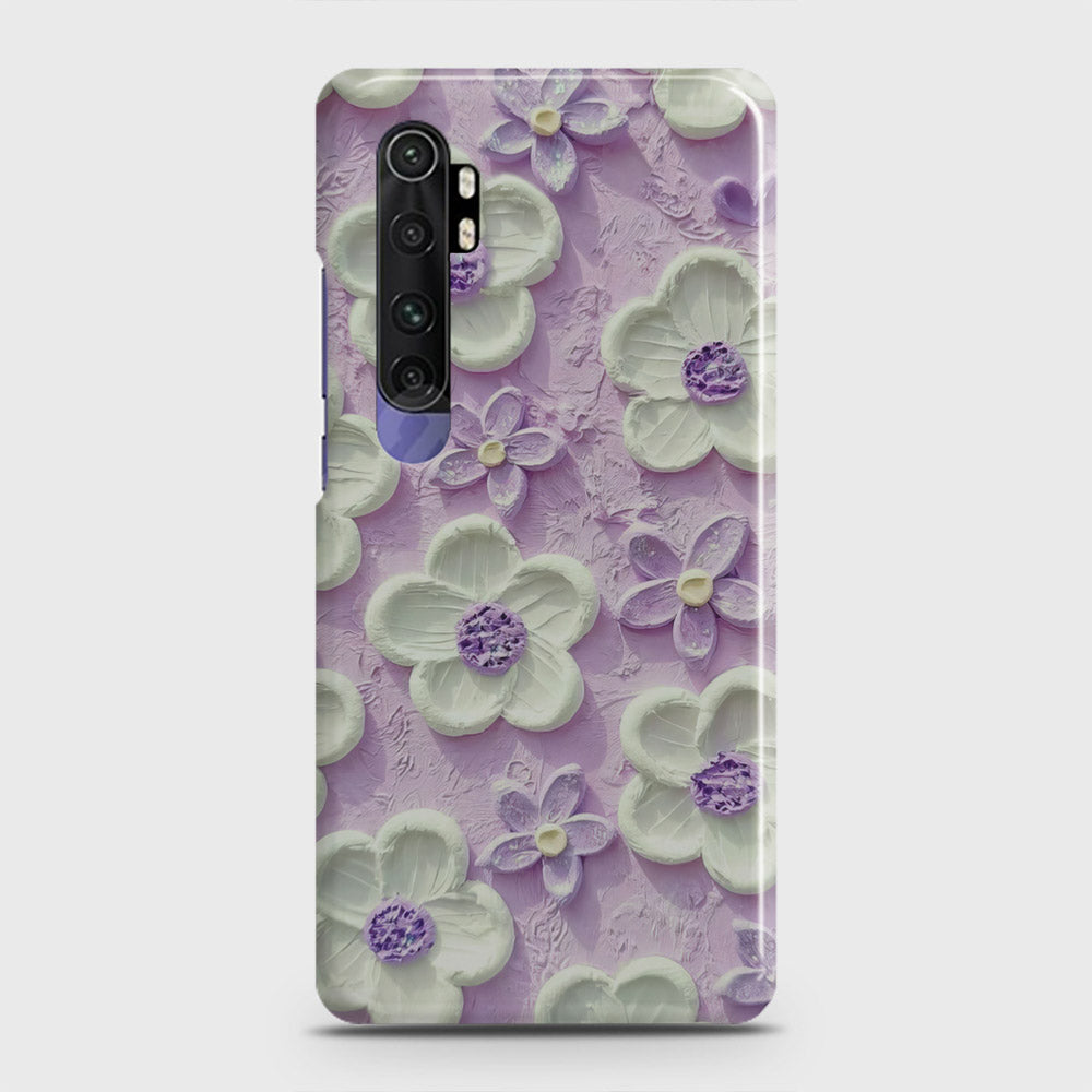 Xiaomi Mi Note 10 Lite Cover - Floral Series - Design 4 - Purple & White - Matte Finish - Snap On Hard Case with LifeTime Colors Guarantee