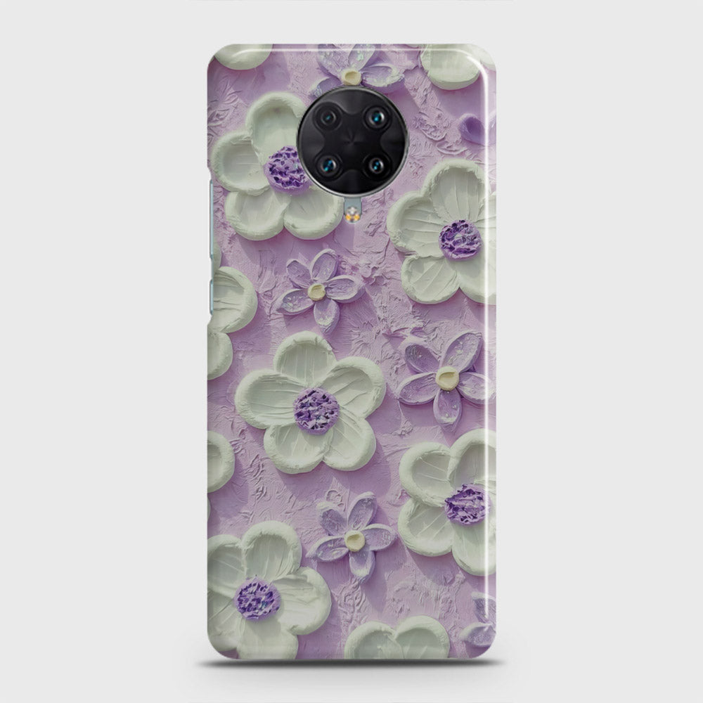 Xiaomi Poco F2 Pro Cover - Floral Series - Design 4 - Purple & White - Matte Finish - Snap On Hard Case with LifeTime Colors Guarantee