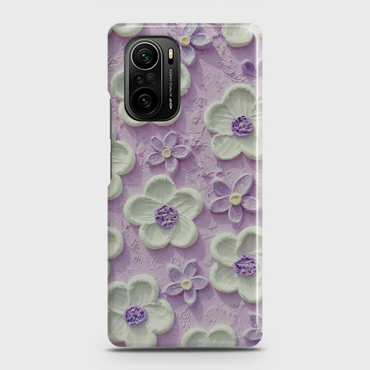 Xiaomi Redmi K40 Pro Cover - Floral Series - Design 4 - Purple & White - Matte Finish - Snap On Hard Case with LifeTime Colors Guarantee