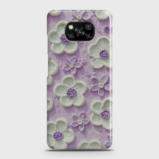 Xiaomi Poco X3 Cover - Floral Series - Design 4 - Purple & White - Matte Finish - Snap On Hard Case with LifeTime Colors Guarantee