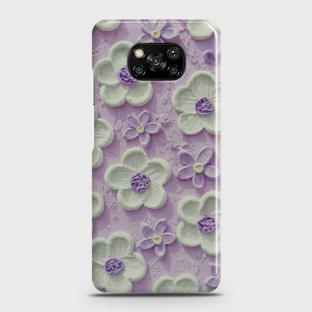 Xiaomi Poco X3 Pro Cover - Floral Series - Design 4 - Purple & White - Matte Finish - Snap On Hard Case with LifeTime Colors Guarantee