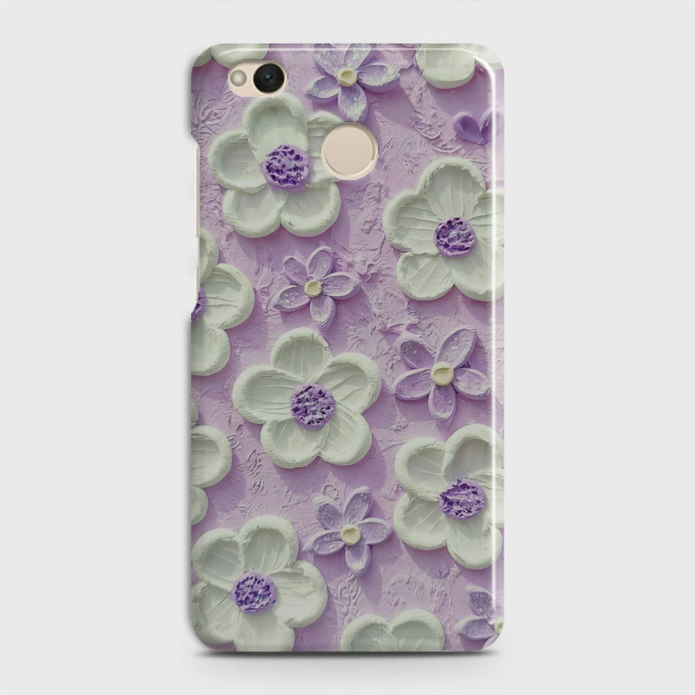 Xiaomi Redmi 4 / 4X Cover - Floral Series - Design 4 - Purple & White - Matte Finish - Snap On Hard Case with LifeTime Colors Guarantee