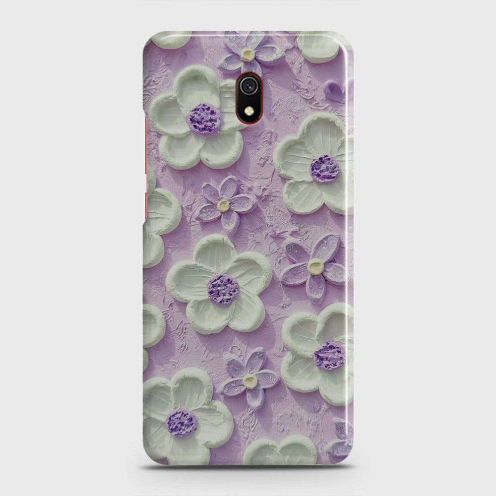 Xiaomi Redmi 8A Cover - Floral Series - Design 4 - Purple & White - Matte Finish - Snap On Hard Case with LifeTime Colors Guarantee