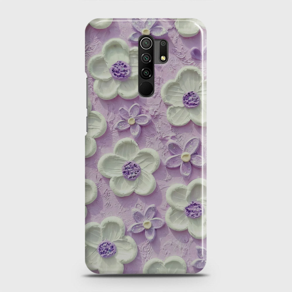 Xiaomi Poco M2 Cover - Floral Series - Design 4 - Purple & White - Matte Finish - Snap On Hard Case with LifeTime Colors Guarantee