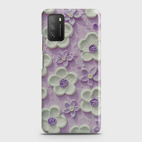 Xiaomi Redmi 9T Cover - Floral Series - Design 4 - Purple & White - Matte Finish - Snap On Hard Case with LifeTime Colors Guarantee