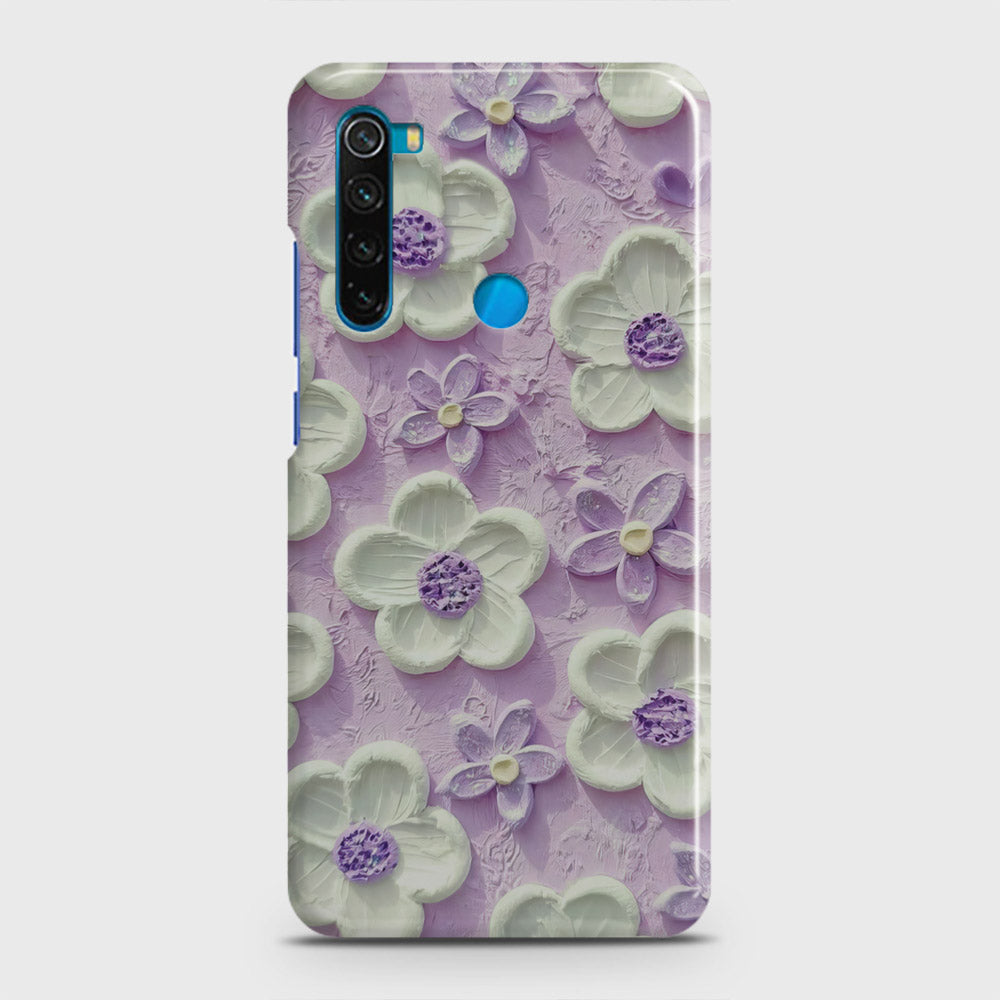 Xiaomi Redmi Note 8 Cover - Floral Series - Design 4 - Purple & White - Matte Finish - Snap On Hard Case with LifeTime Colors Guarantee