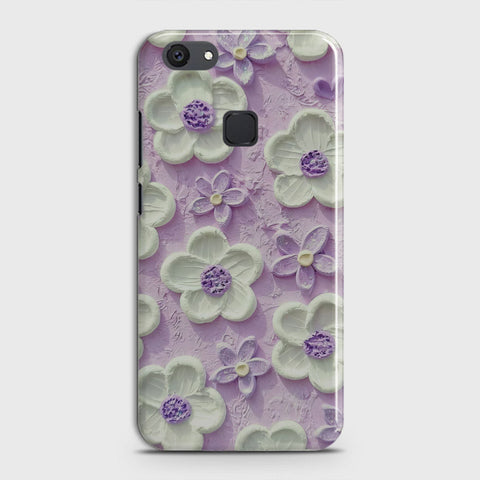 Vivo V7 Plus Cover - Floral Series - Design 4 - Purple & White - Matte Finish - Snap On Hard Case with LifeTime Colors Guarantee