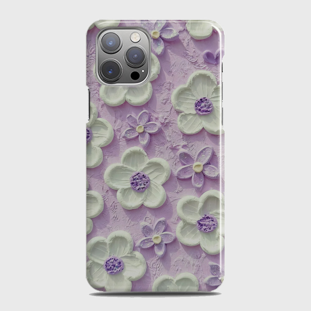 iPhone 12 Pro Max Cover - Floral Series - Design 4 - Purple & White - Matte Finish - Snap On Hard Case with LifeTime Colors Guarantee