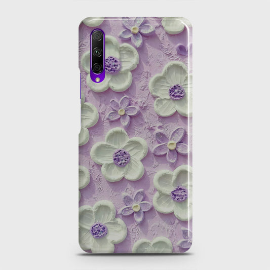 Honor 9X Cover - Floral Series - Design 4 - Purple & White - Matte Finish - Snap On Hard Case with LifeTime Colors Guarantee