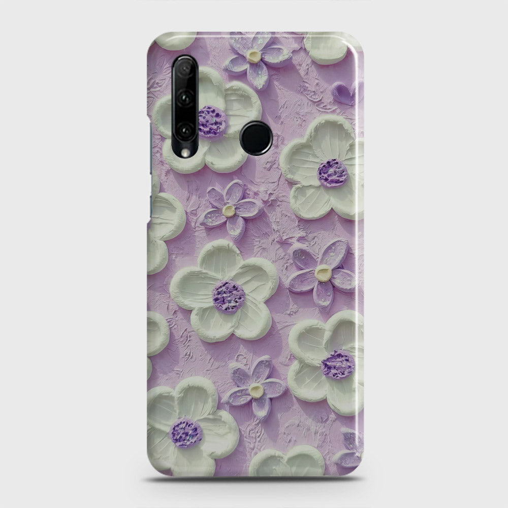 Honor 20 lite Cover - Floral Series - Design 4 - Purple & White - Matte Finish - Snap On Hard Case with LifeTime Colors Guarantee