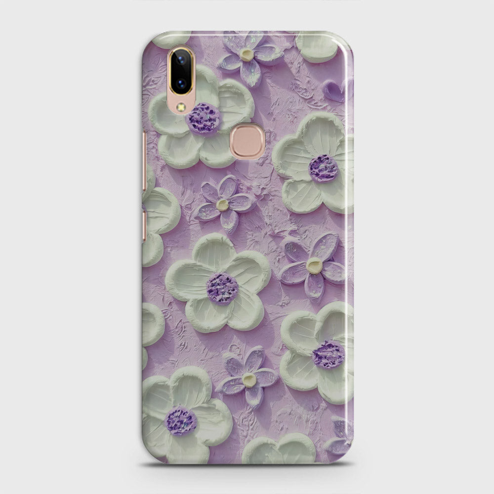 Vivo V9 / V9 Youth Cover - Floral Series - Design 4 - Purple & White - Matte Finish - Snap On Hard Case with LifeTime Colors Guarantee