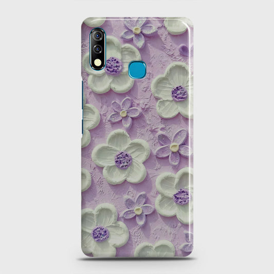 Infinix Hot 8 Lite Cover - Floral Series - Design 4 - Purple & White - Matte Finish - Snap On Hard Case with LifeTime Colors Guarantee