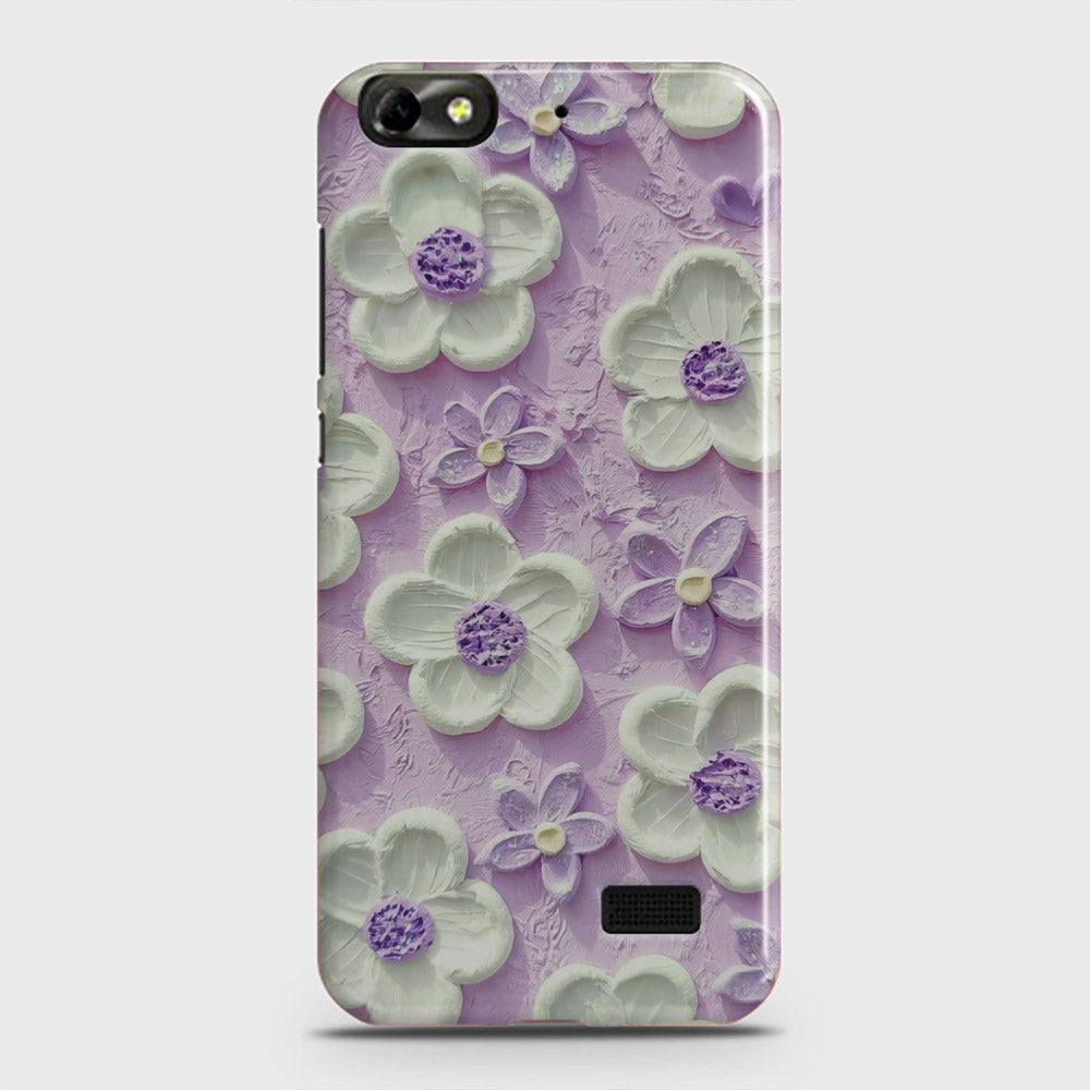 Huawei Honor 4C Cover - Floral Series - Design 4 - Purple & White - Matte Finish - Snap On Hard Case with LifeTime Colors Guarantee