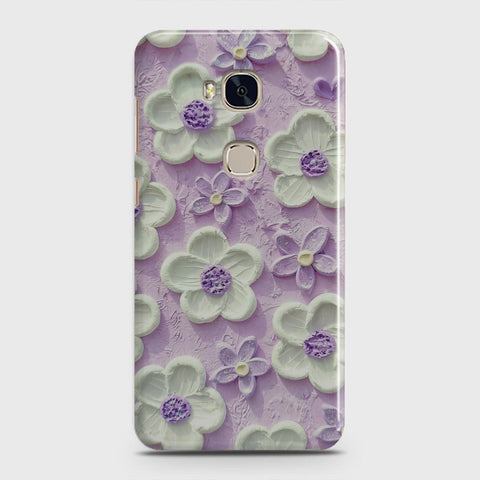 Huawei Honor 5X Cover - Floral Series - Design 4 - Purple & White - Matte Finish - Snap On Hard Case with LifeTime Colors Guarantee