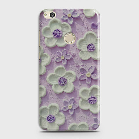 Huawei Honor 8 Lite Cover - Floral Series - Design 4 - Purple & White - Matte Finish - Snap On Hard Case with LifeTime Colors Guarantee