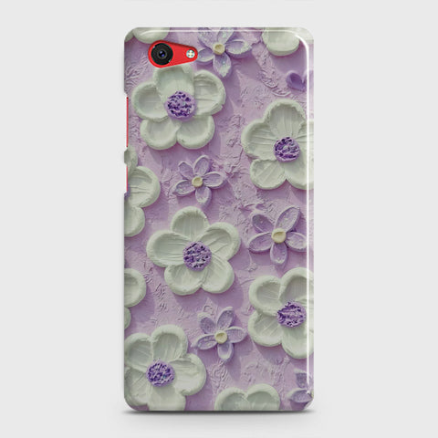 Vivo Y71 Cover - Floral Series - Design 4 - Purple & White - Matte Finish - Snap On Hard Case with LifeTime Colors Guarantee