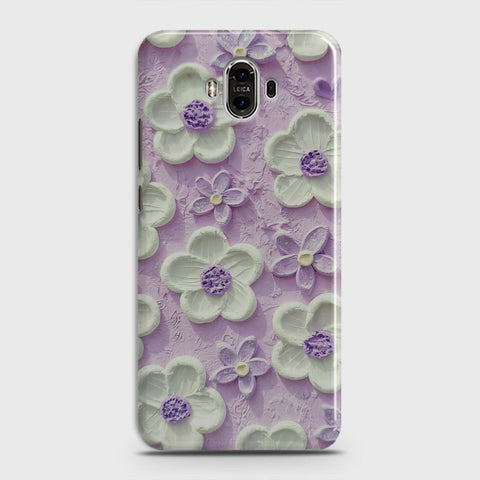 Huawei Mate 10 Cover - Floral Series - Design 4 - Purple & White - Matte Finish - Snap On Hard Case with LifeTime Colors Guarantee