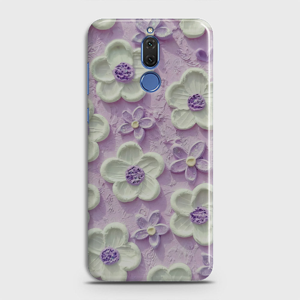 Huawei Mate 10 Lite Cover - Floral Series - Design 4 - Purple & White - Matte Finish - Snap On Hard Case with LifeTime Colors Guarantee