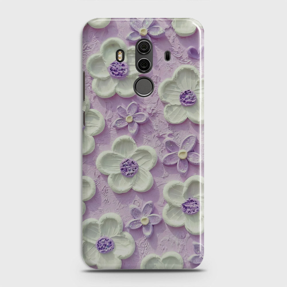 Huawei Mate 10 Pro Cover - Floral Series - Design 4 - Purple & White - Matte Finish - Snap On Hard Case with LifeTime Colors Guarantee